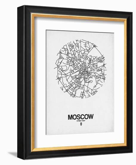 Moscow Street Map White-NaxArt-Framed Art Print