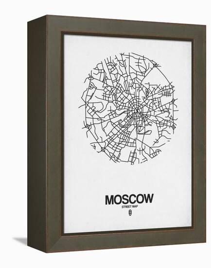 Moscow Street Map White-NaxArt-Framed Stretched Canvas