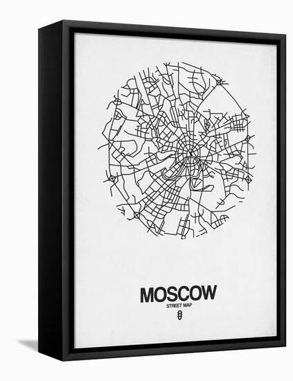 Moscow Street Map White-NaxArt-Framed Stretched Canvas