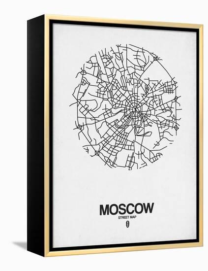 Moscow Street Map White-NaxArt-Framed Stretched Canvas