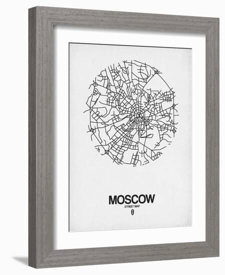 Moscow Street Map White-NaxArt-Framed Art Print