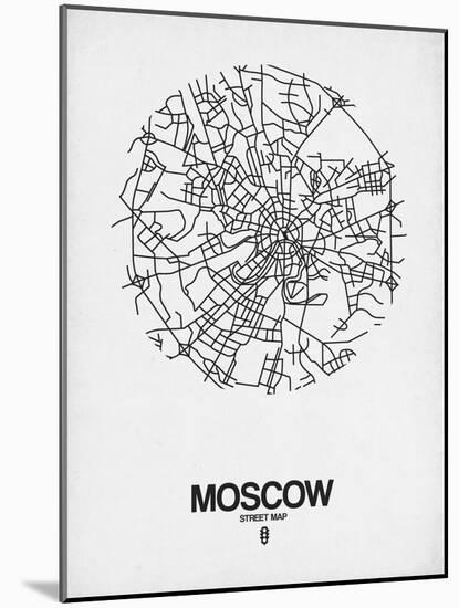 Moscow Street Map White-NaxArt-Mounted Art Print