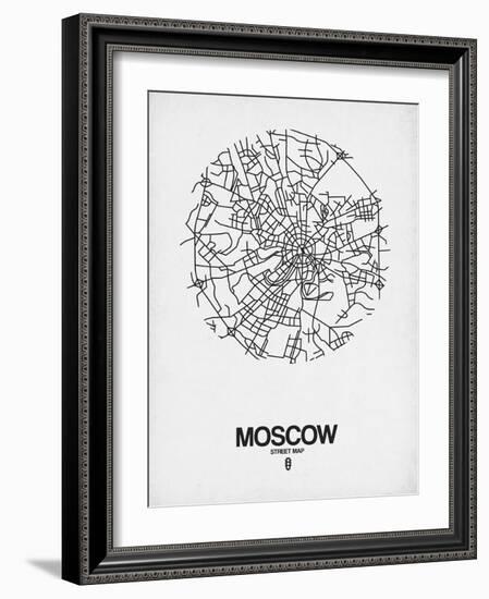 Moscow Street Map White-NaxArt-Framed Art Print