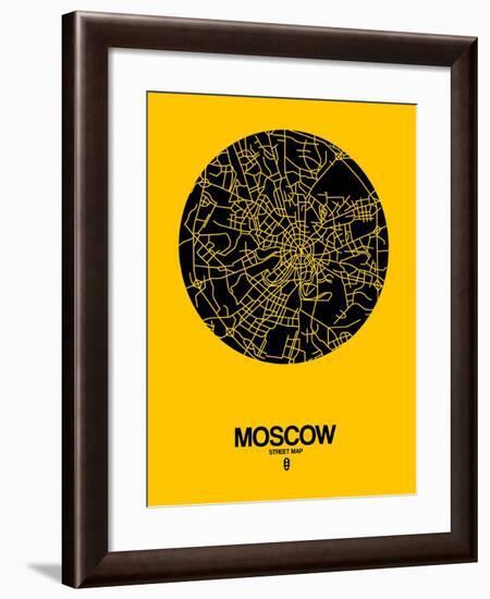 Moscow Street Map Yellow-NaxArt-Framed Art Print