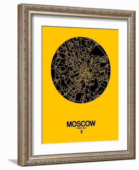 Moscow Street Map Yellow-NaxArt-Framed Art Print