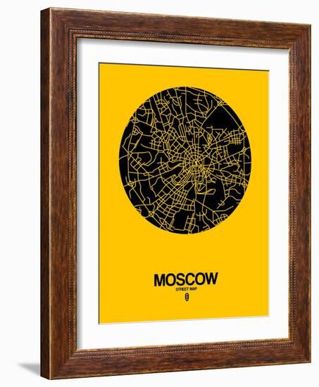 Moscow Street Map Yellow-NaxArt-Framed Art Print