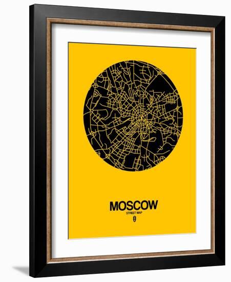 Moscow Street Map Yellow-NaxArt-Framed Art Print