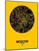 Moscow Street Map Yellow-NaxArt-Mounted Art Print