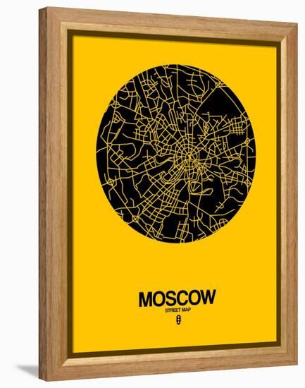 Moscow Street Map Yellow-NaxArt-Framed Stretched Canvas