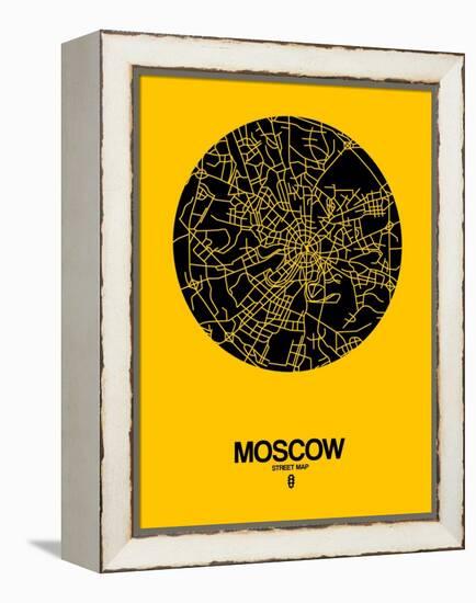 Moscow Street Map Yellow-NaxArt-Framed Stretched Canvas