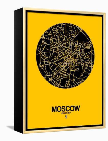 Moscow Street Map Yellow-NaxArt-Framed Stretched Canvas