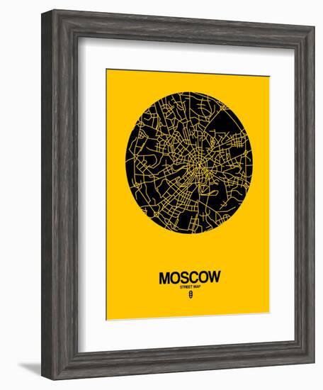 Moscow Street Map Yellow-NaxArt-Framed Art Print