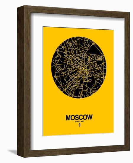 Moscow Street Map Yellow-NaxArt-Framed Art Print