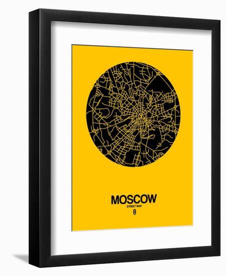 Moscow Street Map Yellow-NaxArt-Framed Art Print