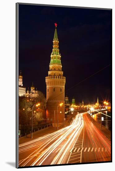 Moscow, Traffic on the Moscow Shore, Kremlin by Night-Catharina Lux-Mounted Photographic Print