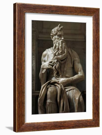 Moses. 1513-1515. Statue by Michelangelo (1475-1564). Marble-null-Framed Giclee Print