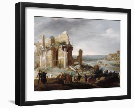 Moses and Aaron Changing the Rivers of Egypt to Blood-Bartholomeus Breenbergh-Framed Art Print