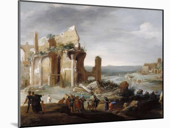 Moses and Aaron Changing the Rivers of Egypt to Blood-Bartholomeus Breenbergh-Mounted Art Print