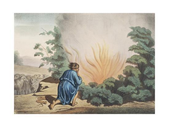 Moses And Burning Bush From Old Testament End Of 19th Century By