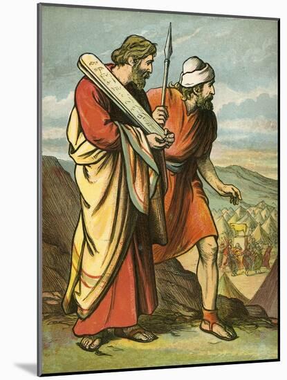 Moses and Joshua Seeing the Golden Calf-English School-Mounted Giclee Print