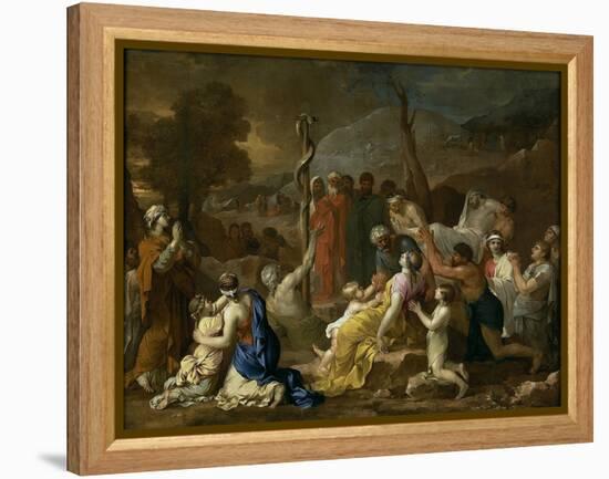 Moses and the Brazen Serpent, 1653-1654-Sébastien Bourdon-Framed Premier Image Canvas