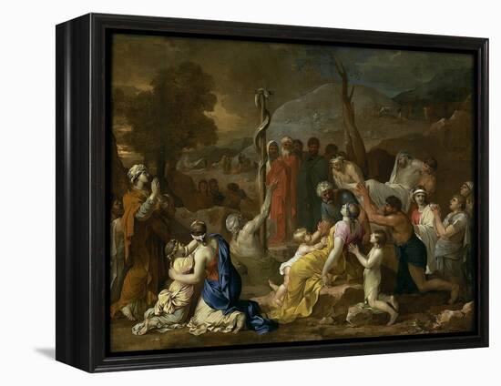 Moses and the Brazen Serpent, 1653-1654-Sébastien Bourdon-Framed Premier Image Canvas