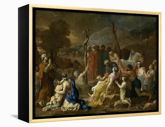 Moses and the Brazen Serpent, 1653-1654-Sébastien Bourdon-Framed Premier Image Canvas