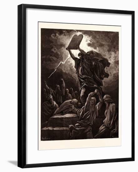 Moses Breaking the Tables of the Law-Gustave Dore-Framed Giclee Print