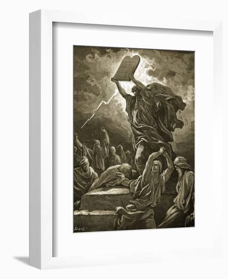 Moses Breaking the Tablets of the Law-Gustave Doré-Framed Giclee Print