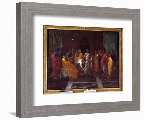 Moses Changing Aaron's Rod into A Snake, 17Th Century (Oil on Canvas)-Nicolas Poussin-Framed Giclee Print