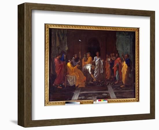 Moses Changing Aaron's Rod into A Snake, 17Th Century (Oil on Canvas)-Nicolas Poussin-Framed Giclee Print