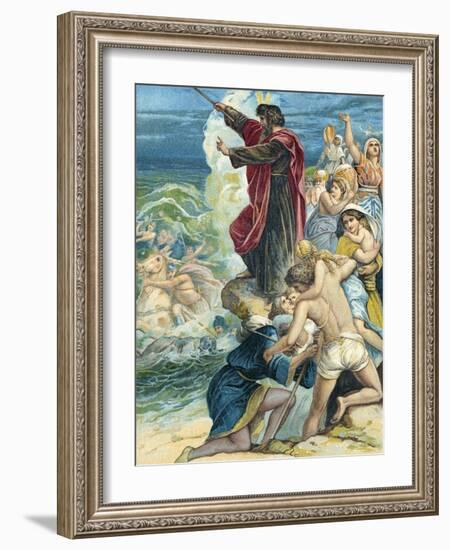 Moses Crossing the Red Sea-German School-Framed Giclee Print