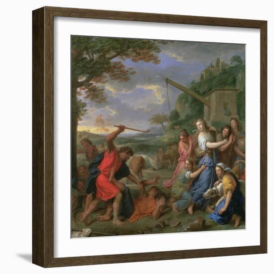 Moses Defending the Daughters of Jethro-Charles Le Brun-Framed Giclee Print