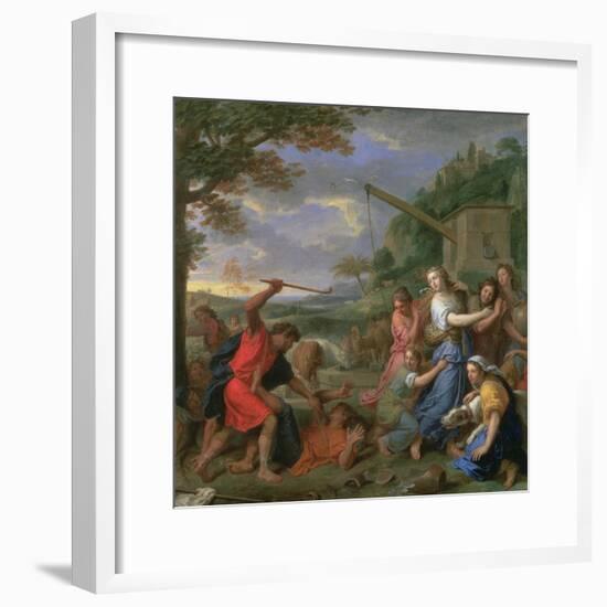 Moses Defending the Daughters of Jethro-Charles Le Brun-Framed Giclee Print