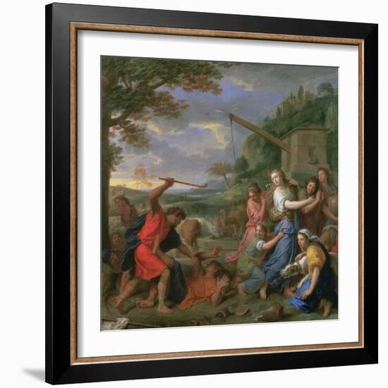 Moses Defending the Daughters of Jethro-Charles Le Brun-Framed Giclee Print