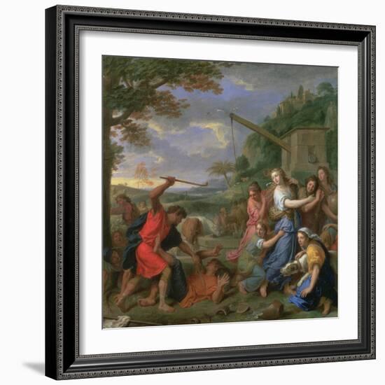 Moses Defending the Daughters of Jethro-Charles Le Brun-Framed Giclee Print