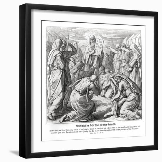 Moses delivers the commandments, Exodus-Julius Schnorr von Carolsfeld-Framed Giclee Print