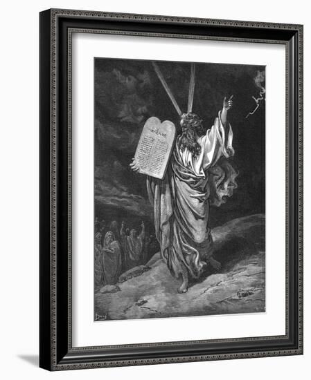 Moses Descending from Mount Sinai with the Tablets of the Law (Ten Commandment), 1866-Gustave Doré-Framed Giclee Print