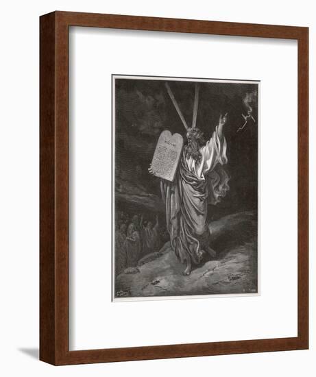 Moses Descends from the Mountain Carrying the Tables of the Law-Gustave Dor?-Framed Art Print