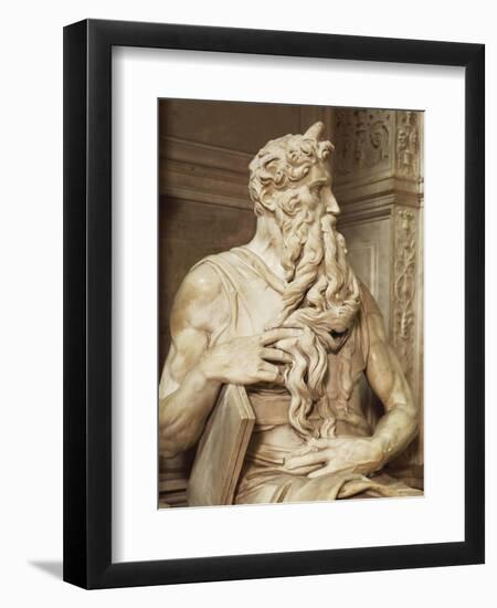 Moses, Detail from the Tomb of Julius II, Circa 1515-Michelangelo Buonarroti-Framed Giclee Print