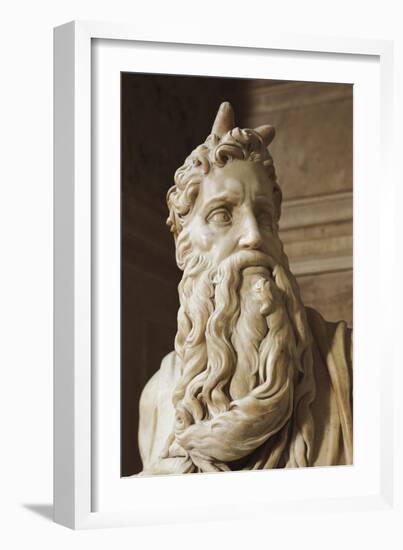 Moses, Detail from the Tomb of Julius II, Circa 1515-Michelangelo Buonarroti-Framed Giclee Print
