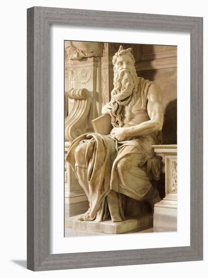 Moses, Detail from Tomb of Julius II-Michelangelo Buonarroti-Framed Giclee Print
