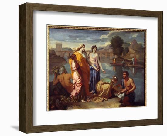 Moses (Mose) Saves Waters, 1638 (Oil on Canvas)-Nicolas Poussin-Framed Giclee Print