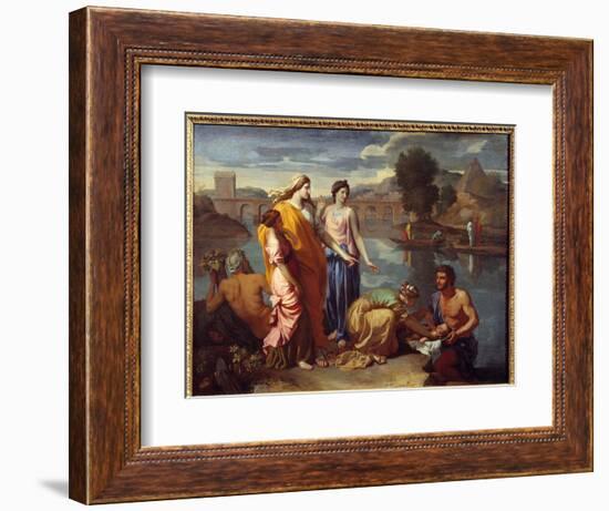 Moses (Mose) Saves Waters, 1638 (Oil on Canvas)-Nicolas Poussin-Framed Giclee Print