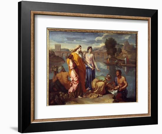 Moses (Mose) Saves Waters, 1638 (Oil on Canvas)-Nicolas Poussin-Framed Giclee Print