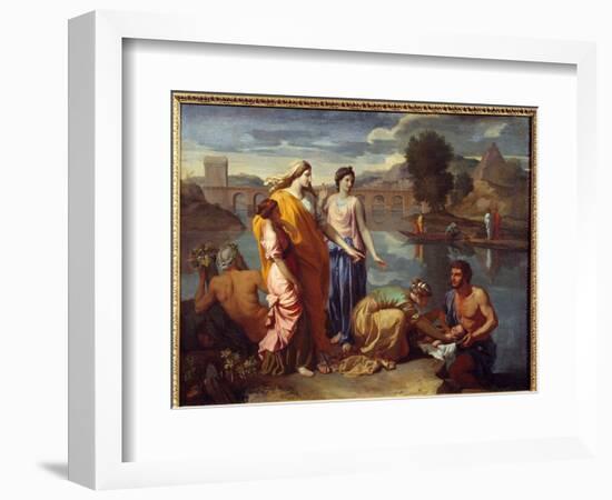 Moses (Mose) Saves Waters, 1638 (Oil on Canvas)-Nicolas Poussin-Framed Giclee Print