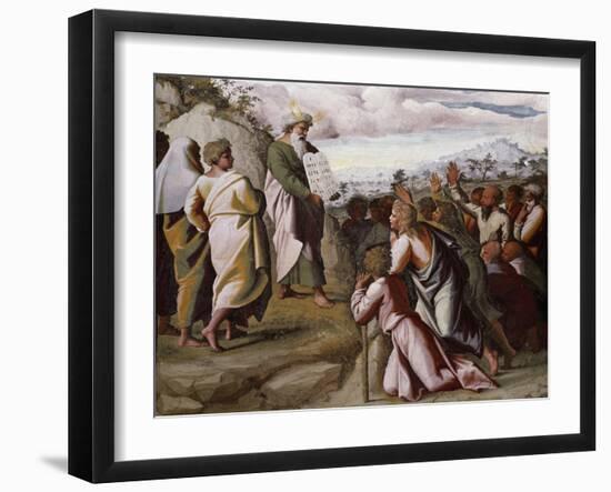 Moses Presenting the Ten Commandments-Raphael-Framed Giclee Print