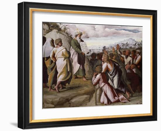 Moses Presenting the Ten Commandments-Raphael-Framed Giclee Print