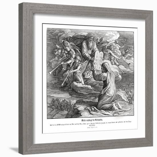 Moses receives the commandments, Exodus-Julius Schnorr von Carolsfeld-Framed Giclee Print