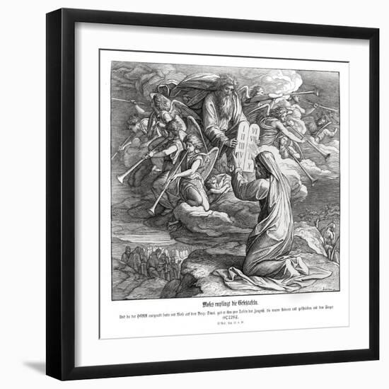 Moses receives the commandments, Exodus-Julius Schnorr von Carolsfeld-Framed Giclee Print